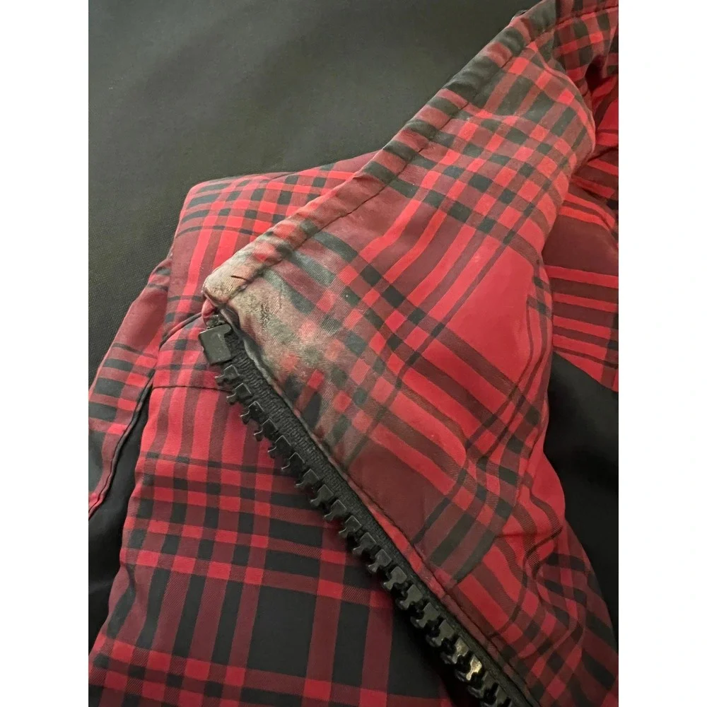 Lauren Ralph Lauren Red Black Plaid Puffer Vest Womens Medium Quilted Full Zip